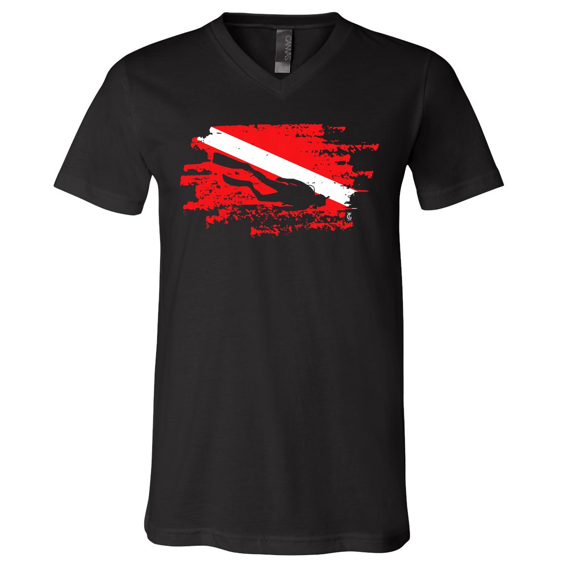 Scuba Diving Diver Down Flag Awesome Marine Diver Dive Gift V-Neck T-Shirt