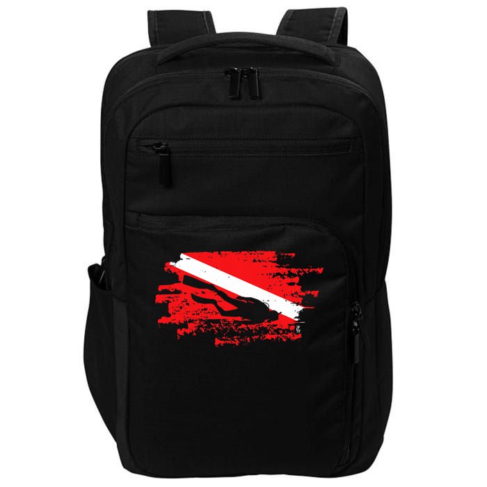 Scuba Diving Diver Down Flag Awesome Marine Diver Dive Gift Impact Tech Backpack