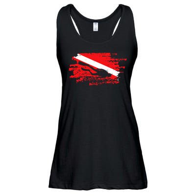 Scuba Diving Diver Down Flag Awesome Marine Diver Dive Gift Ladies Essential Flowy Tank