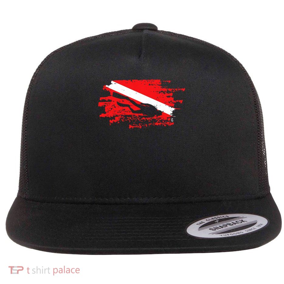 Scuba Diving Diver Down Flag Awesome Marine Diver Dive Gift Flatbill Hat