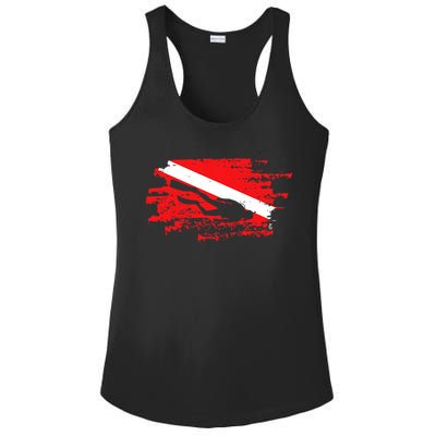 Scuba Diving Diver Down Flag Awesome Marine Diver Dive Gift Ladies PosiCharge Competitor Racerback Tank