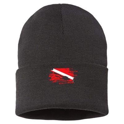 Scuba Diving Diver Down Flag Awesome Marine Diver Dive Gift Sustainable Knit Beanie