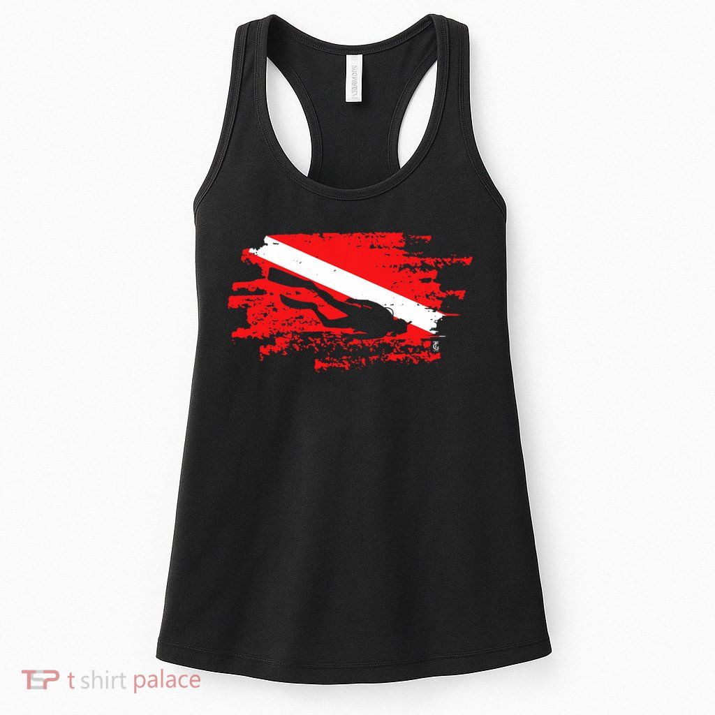 Scuba Diving Diver Down Flag Awesome Marine Diver Dive Gift Womens Tank Top