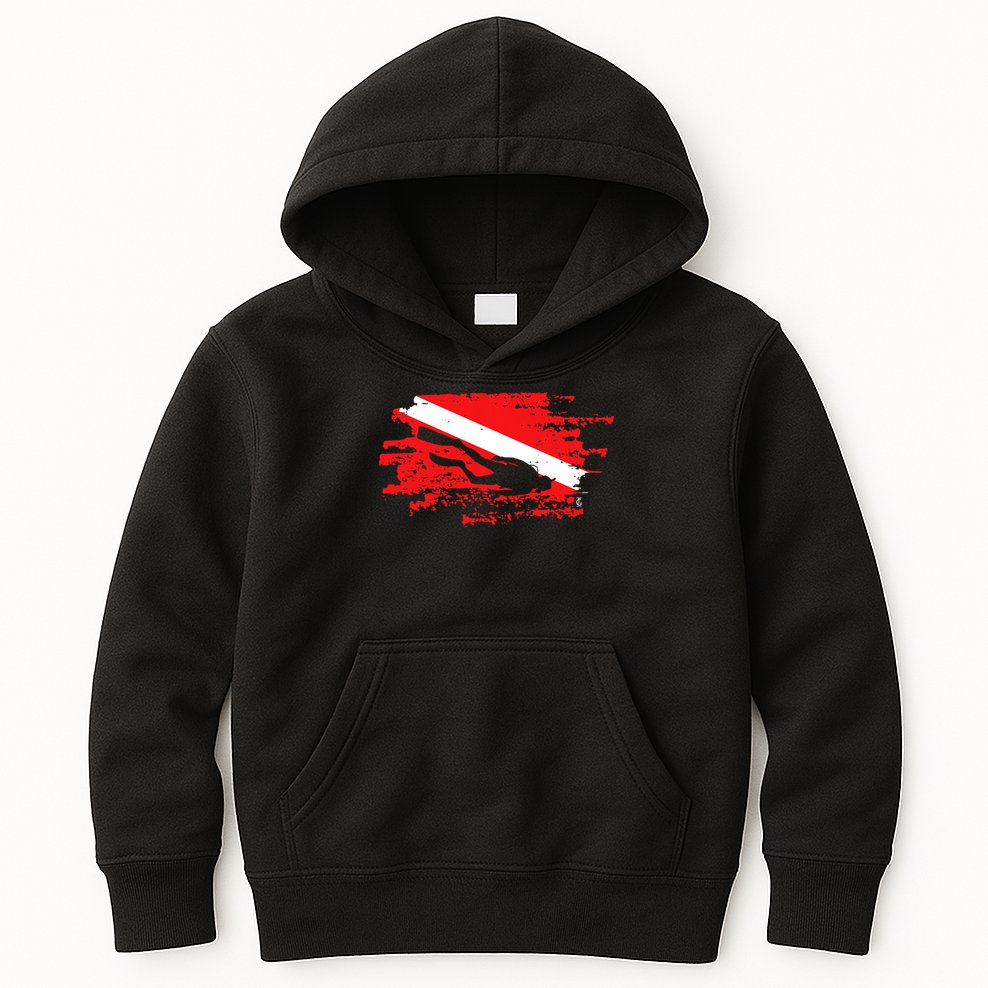 Scuba Diving Diver Down Flag Awesome Marine Diver Dive Gift Kids Hoodie
