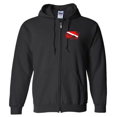 Scuba Diving Diver Down Flag Awesome Marine Diver Dive Gift Full Zip Hoodie
