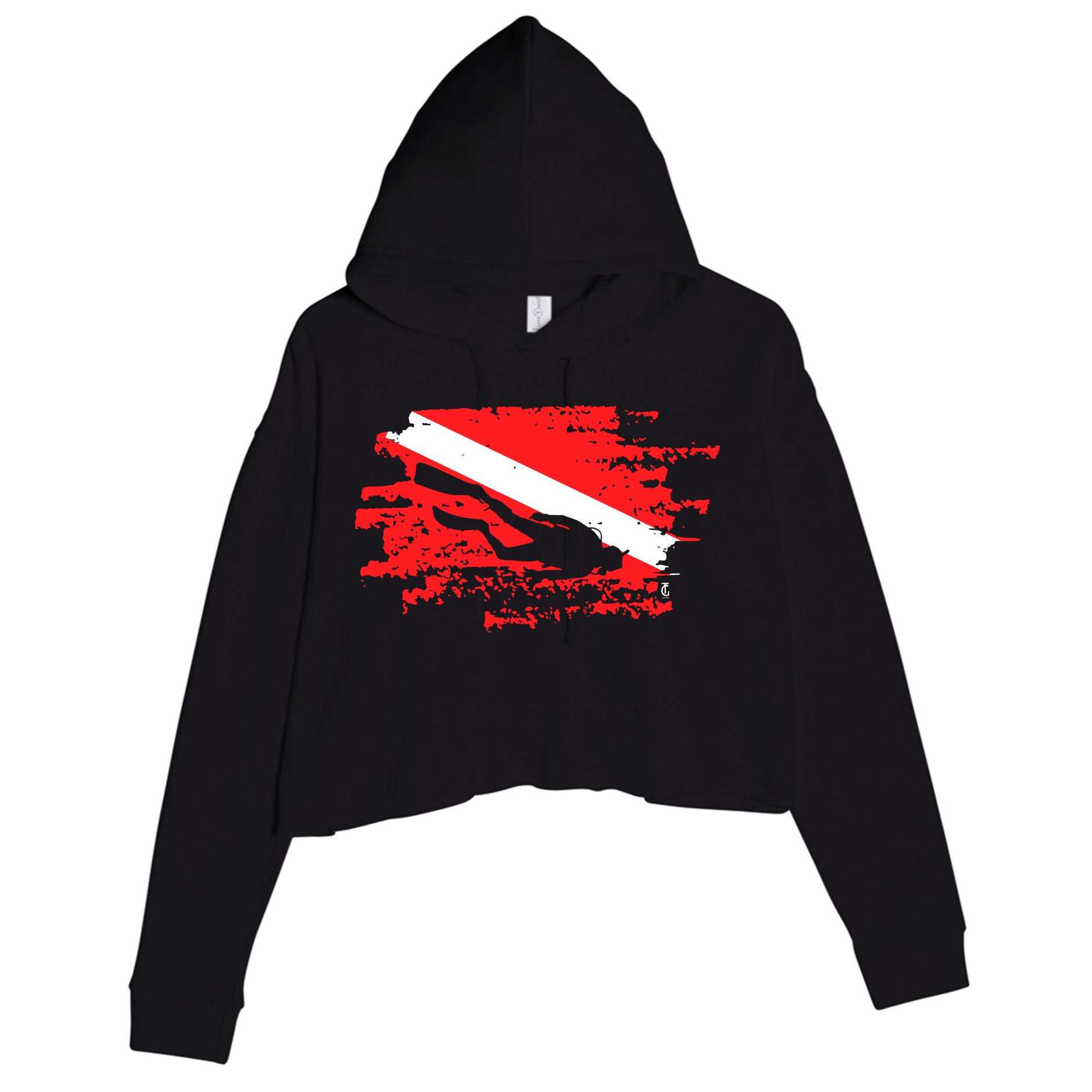 Scuba Diving Diver Down Flag Awesome Marine Diver Dive Gift Crop Fleece Hoodie
