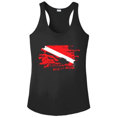 Scuba Diving Diver Down Flag Awesome Marine Diver Dive Gift Ladies PosiCharge Competitor Racerback Tank