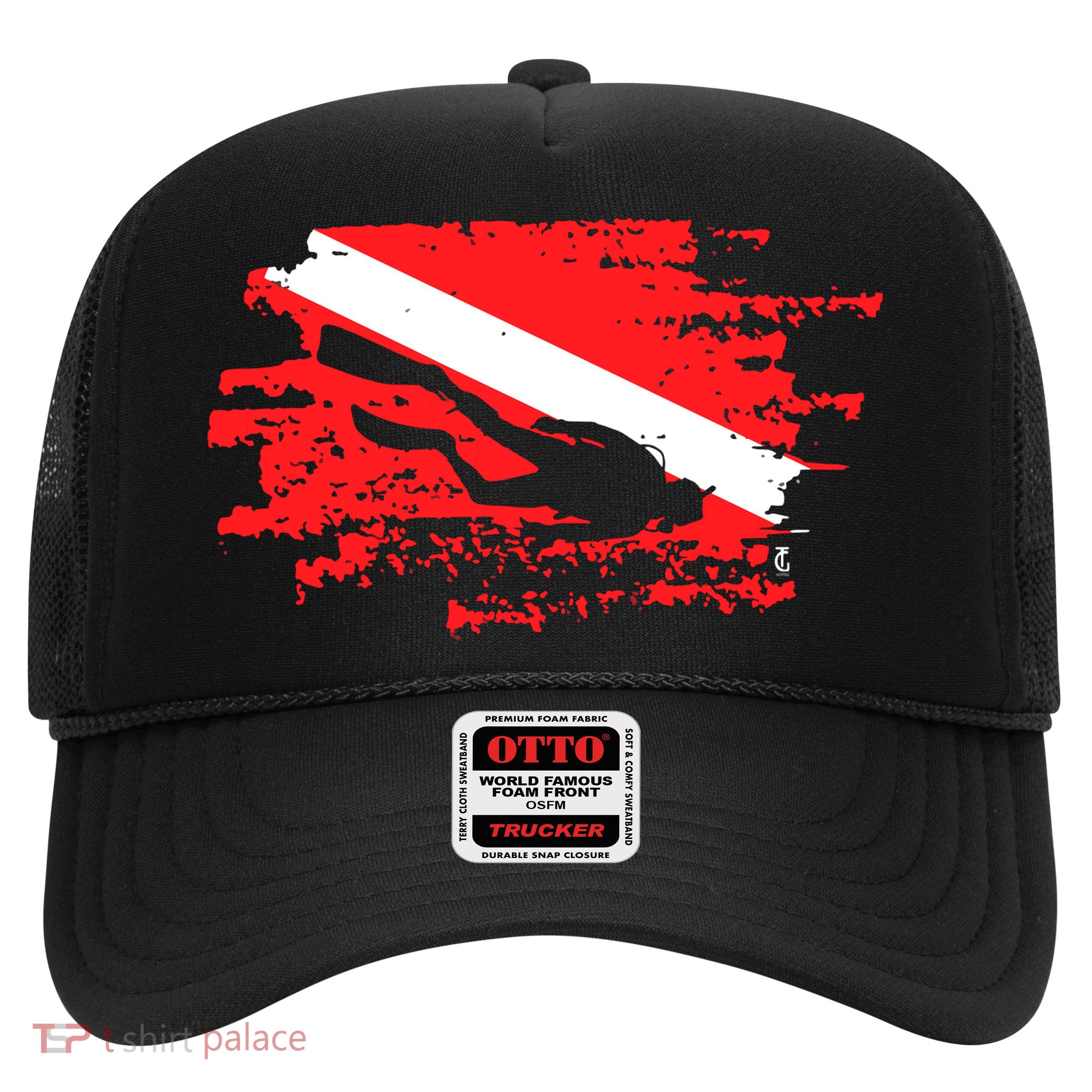 Scuba Diving Diver Down Flag Awesome Marine Diver Dive Gift Trucker Hat