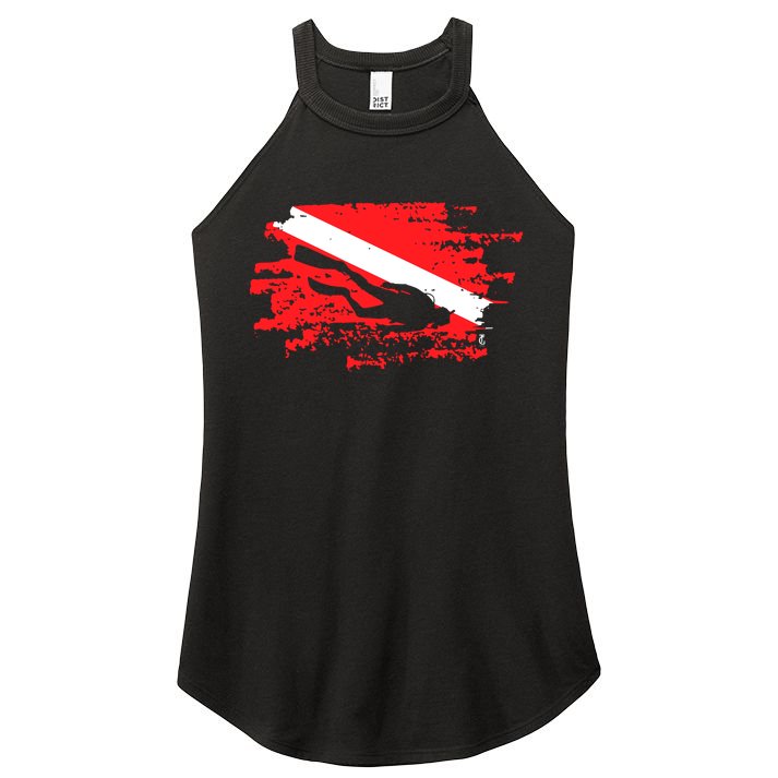 Scuba Diving Diver Down Flag Awesome Marine Diver Dive Gift Women's Perfect Tri Rocker Tank