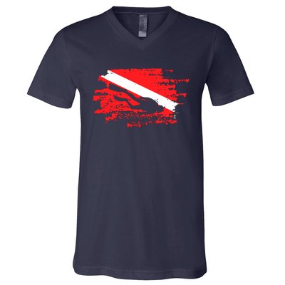 Scuba Diving Diver Down Flag Awesome Marine Diver Dive Gift V-Neck T-Shirt