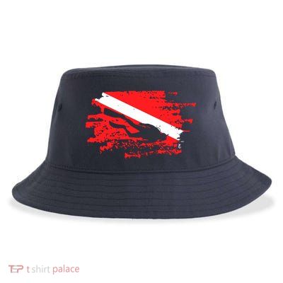 Scuba Diving Diver Down Flag Awesome Marine Diver Dive Gift Sustainable Bucket Hat