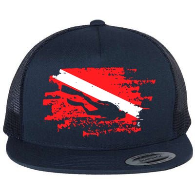 Scuba Diving Diver Down Flag Awesome Marine Diver Dive Gift Flatbill Hat