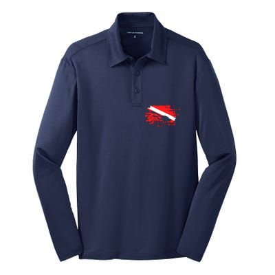 Scuba Diving Diver Down Flag Awesome Marine Diver Dive Gift Silk Touch Performance Long Sleeve Polo