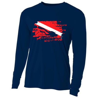 Scuba Diving Diver Down Flag Awesome Marine Diver Dive Gift Cooling Performance Long Sleeve Crew