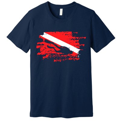 Scuba Diving Diver Down Flag Awesome Marine Diver Dive Gift Premium T-Shirt