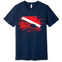 Scuba Diving Diver Down Flag Awesome Marine Diver Dive Gift Premium T-Shirt
