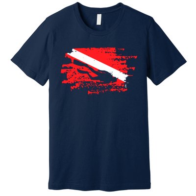 Scuba Diving Diver Down Flag Awesome Marine Diver Dive Gift Premium T-Shirt