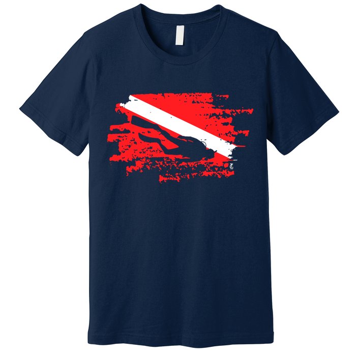 Scuba Diving Diver Down Flag Awesome Marine Diver Dive Gift Premium T-Shirt