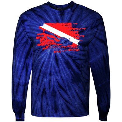 Scuba Diving Diver Down Flag Awesome Marine Diver Dive Gift Tie-Dye Long Sleeve Shirt