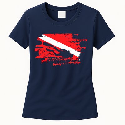 Scuba Diving Diver Down Flag Awesome Marine Diver Dive Gift Womens T-Shirt