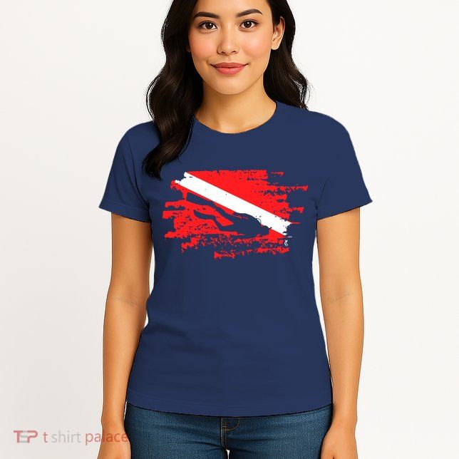 Scuba Diving Diver Down Flag Awesome Marine Diver Dive Gift Womens T-Shirt