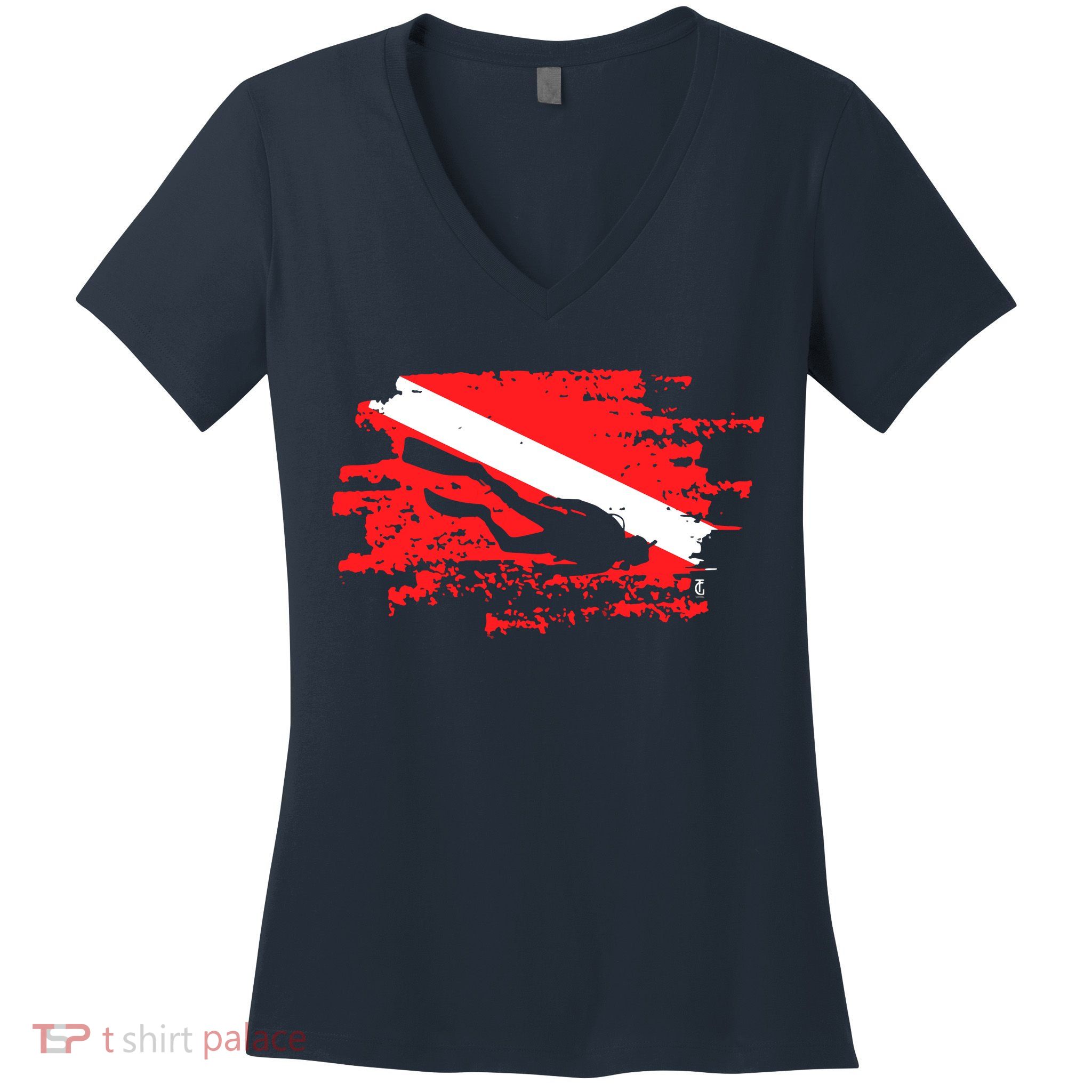 Scuba Diving Diver Down Flag Awesome Marine Diver Dive Gift Women's V-Neck T-Shirt