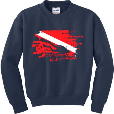 Scuba Diving Diver Down Flag Awesome Marine Diver Dive Gift Kids Sweatshirt