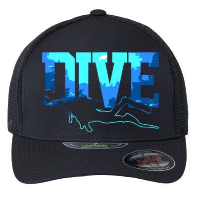 Scuba Diving DIVE Scuba Diver Gift Flexfit Unipanel Trucker Cap