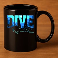 Scuba Diving DIVE Scuba Diver Gift 11oz C Handle Ceramic Mug