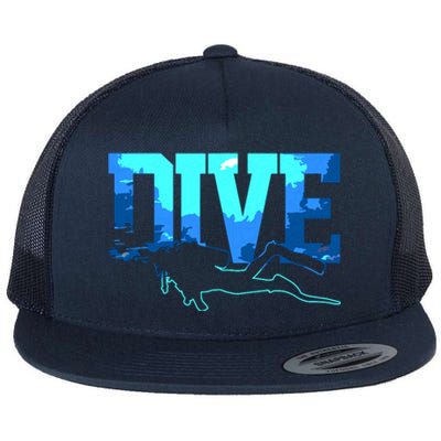 Scuba Diving DIVE Scuba Diver Gift Flat Bill Trucker Hat