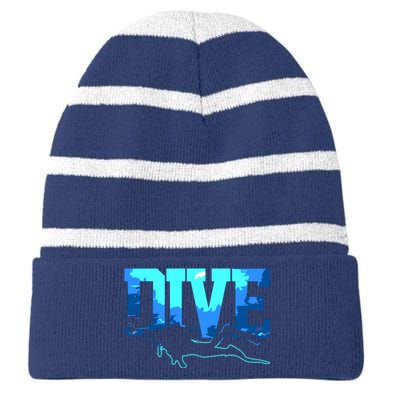 Scuba Diving DIVE Scuba Diver Gift Striped Beanie with Solid Band