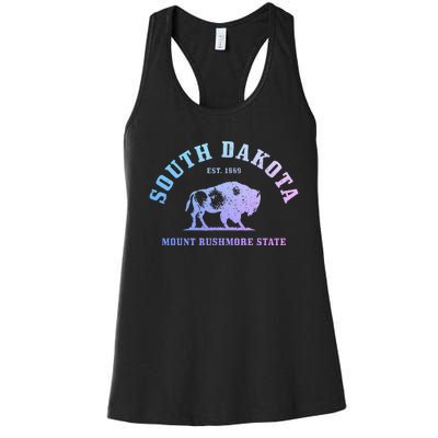 South Dakota Est. 1889 Mount Rushmore State Bison Vintage Women's Racerback Tank