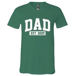 Sporty Dad Est 2025 New Father Celebrate Fathers Day V-Neck T-Shirt