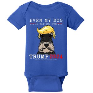 Schnauzer Dog Even My Dog Is Waiting For Trump 2024 Baby Bodysuit