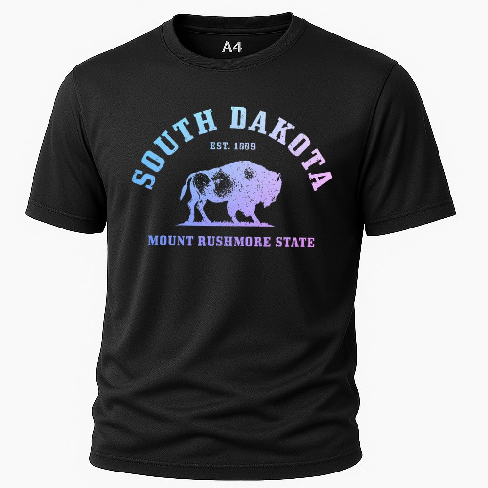South Dakota Est. 1889 Mount Rushmore State Bison Vintage Cooling Performance Crew T-Shirt