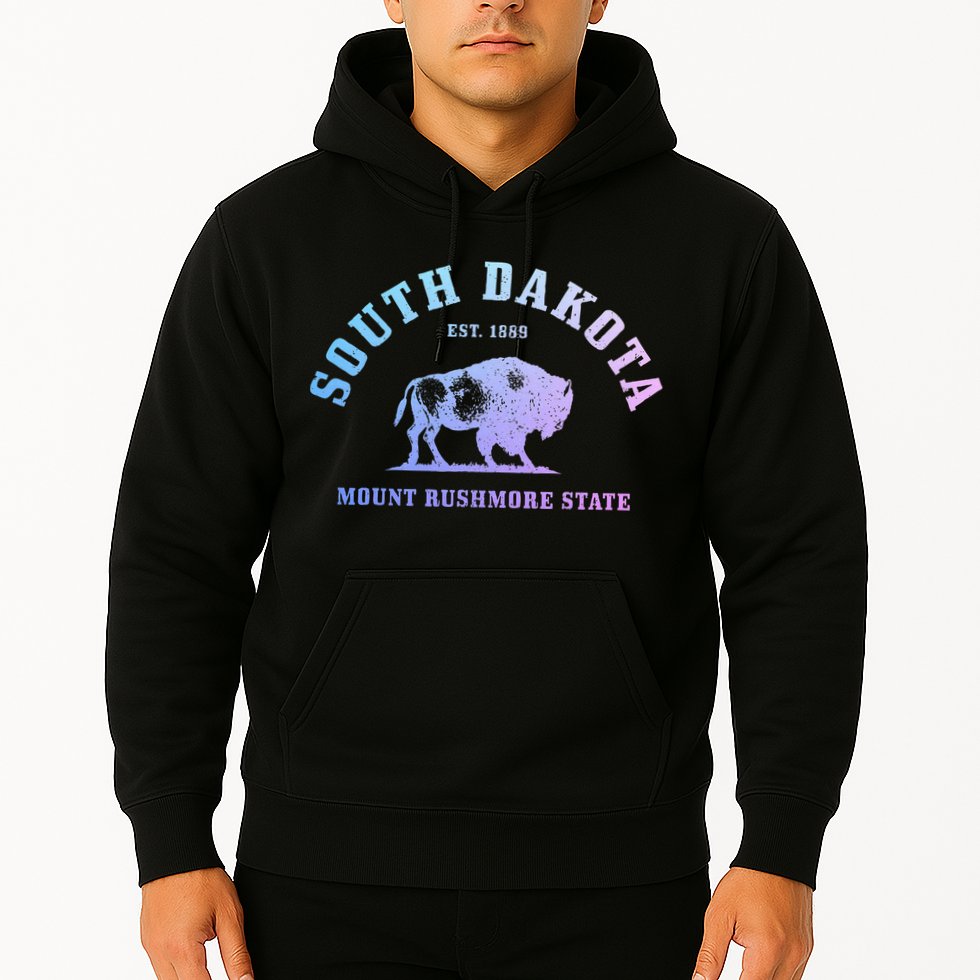 South Dakota Est. 1889 Mount Rushmore State Bison Vintage Hoodie