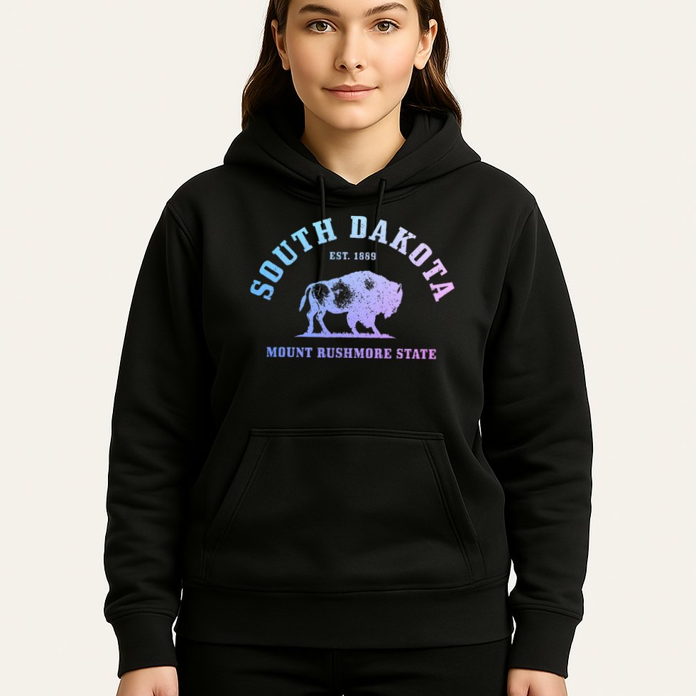 South Dakota Est. 1889 Mount Rushmore State Bison Vintage Hoodie