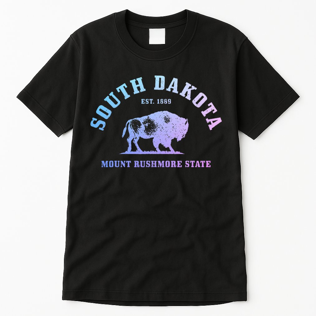 South Dakota Est. 1889 Mount Rushmore State Bison Vintage Tall T-Shirt