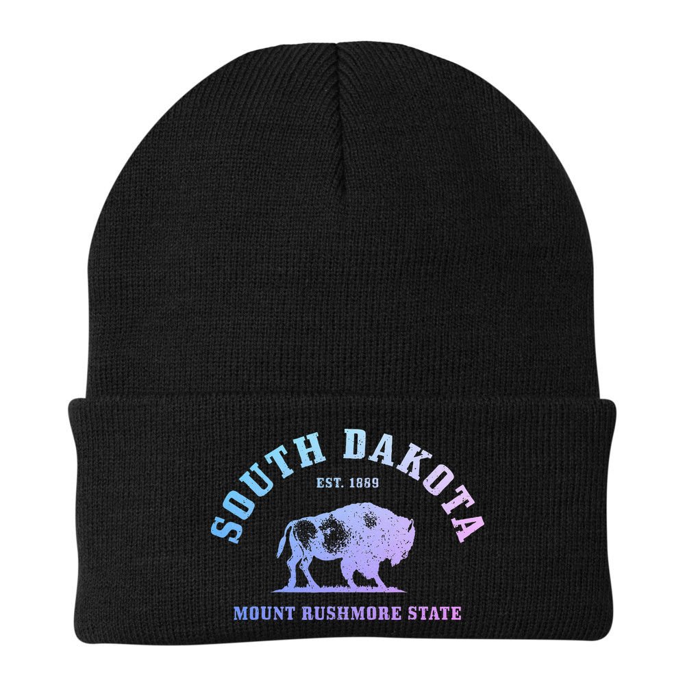 South Dakota Est. 1889 Mount Rushmore State Bison Vintage Beanie
