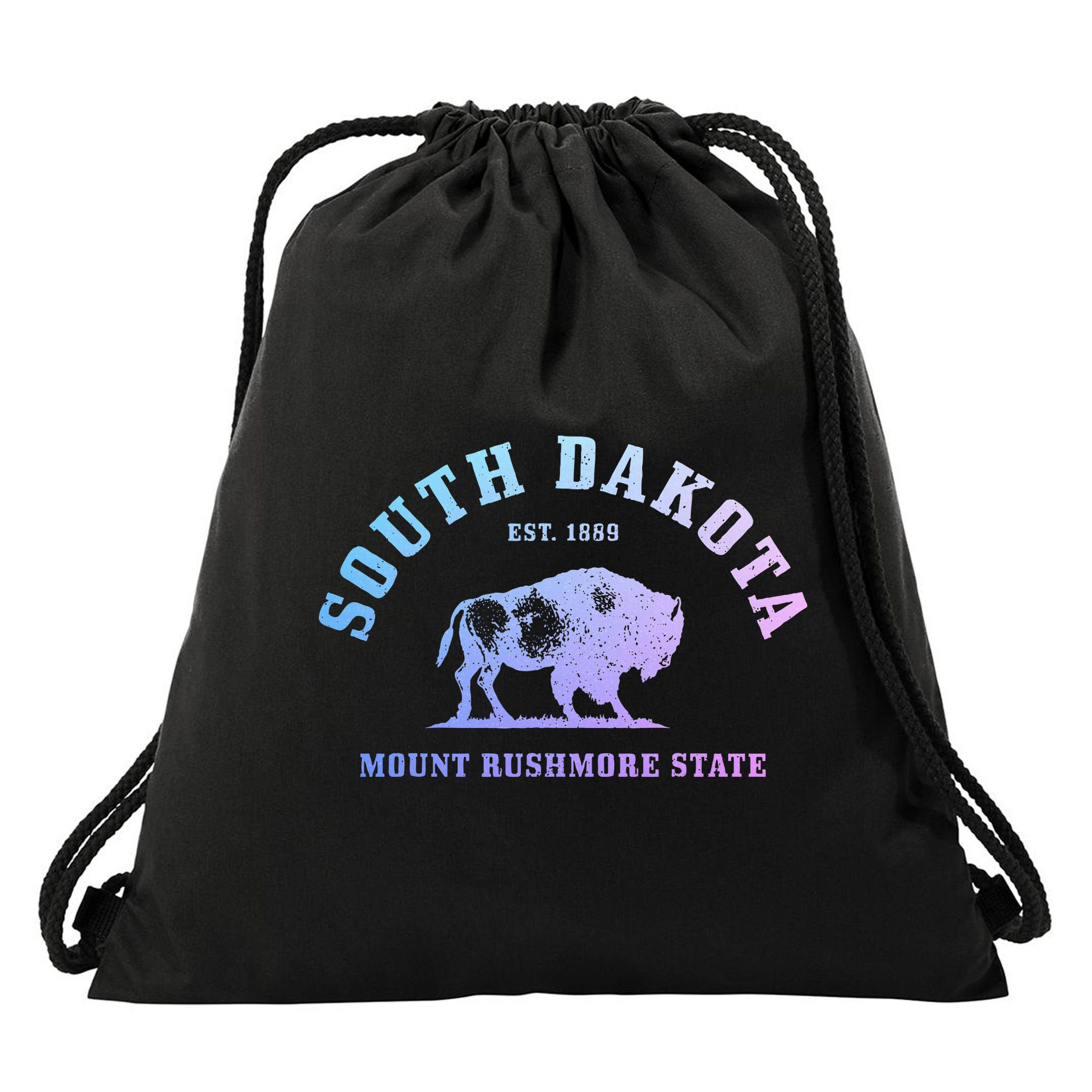 South Dakota Est. 1889 Mount Rushmore State Bison Vintage Drawstring Bag