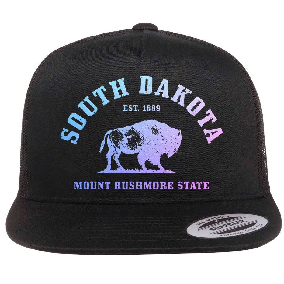 South Dakota Est. 1889 Mount Rushmore State Bison Vintage Flat Bill Trucker Hat