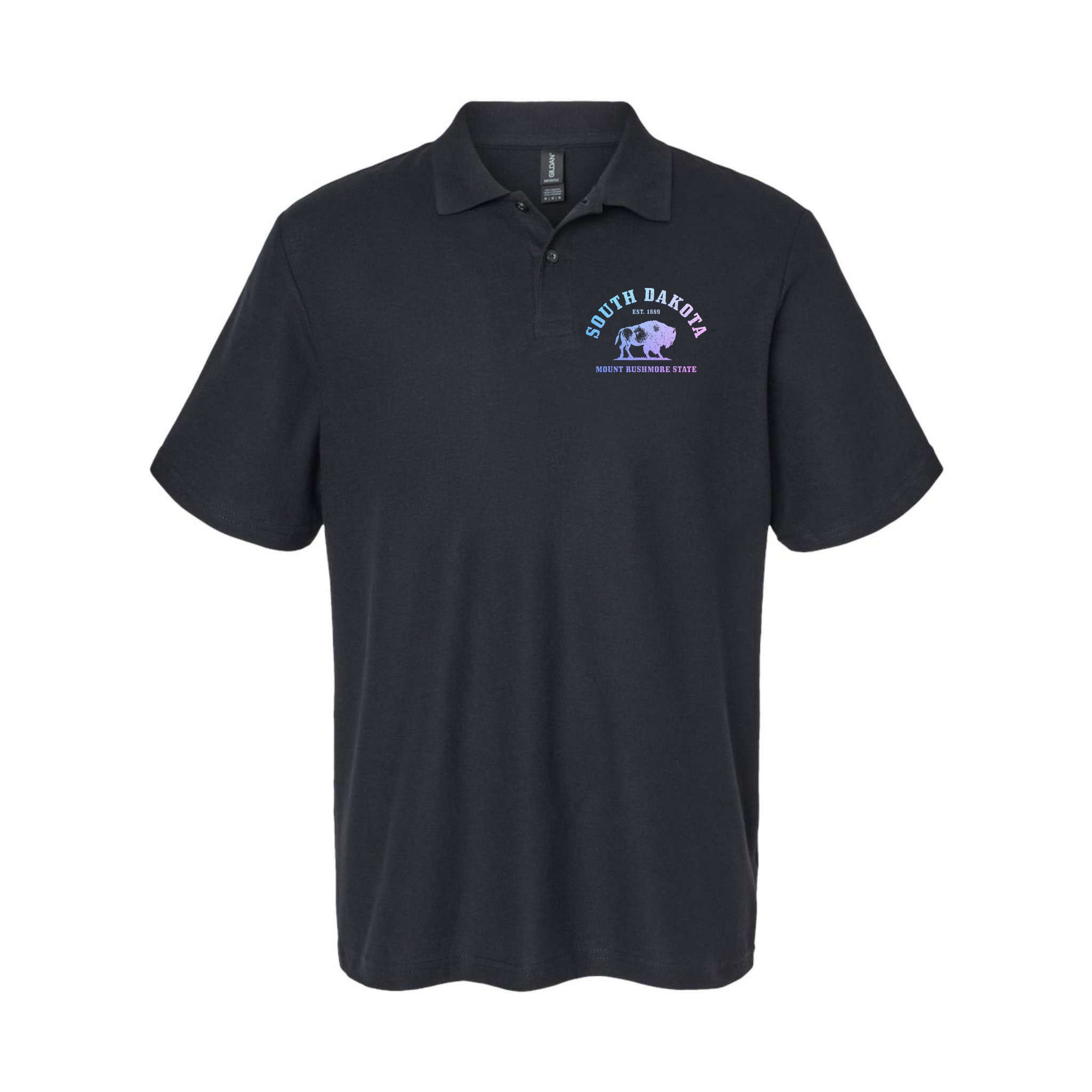 South Dakota Est. 1889 Mount Rushmore State Bison Vintage Polo