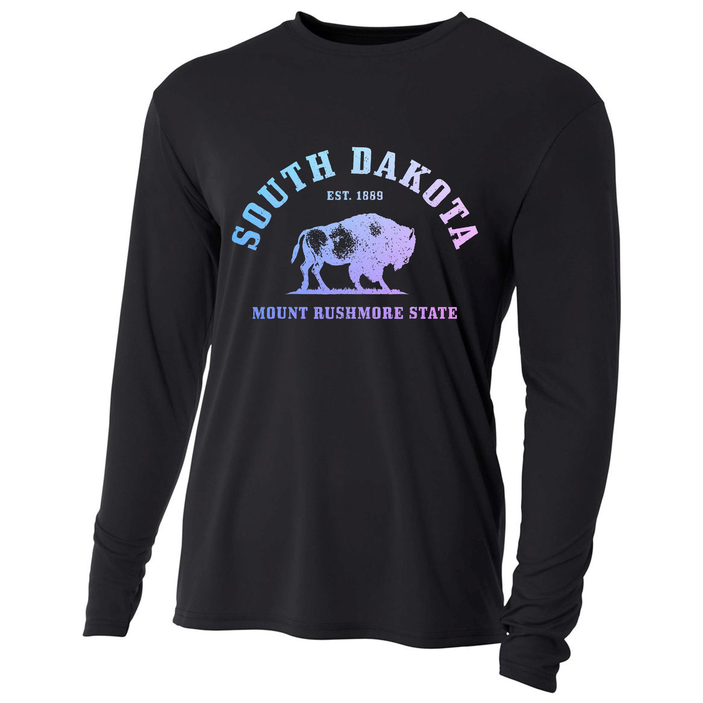 South Dakota Est. 1889 Mount Rushmore State Bison Vintage Cooling Performance Long Sleeve Crew