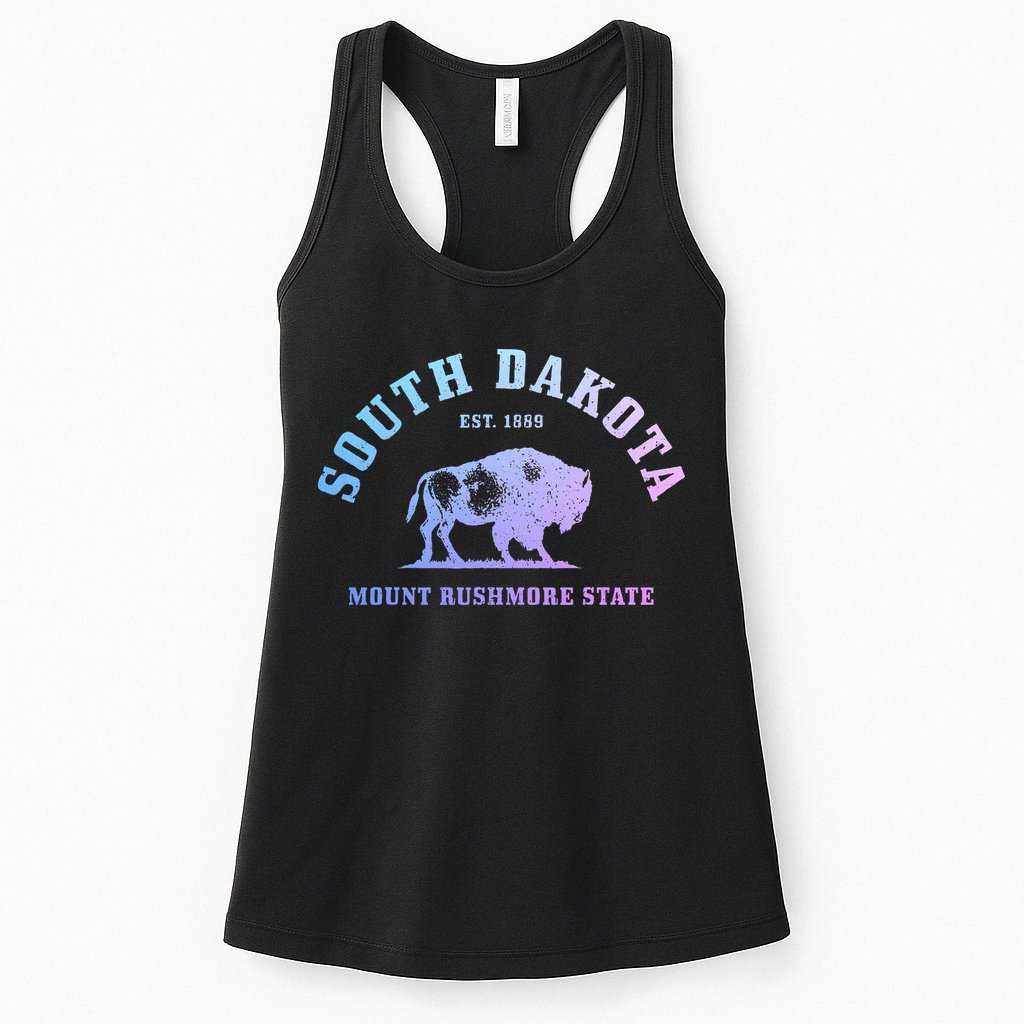 South Dakota Est. 1889 Mount Rushmore State Bison Vintage Womens Tank Top