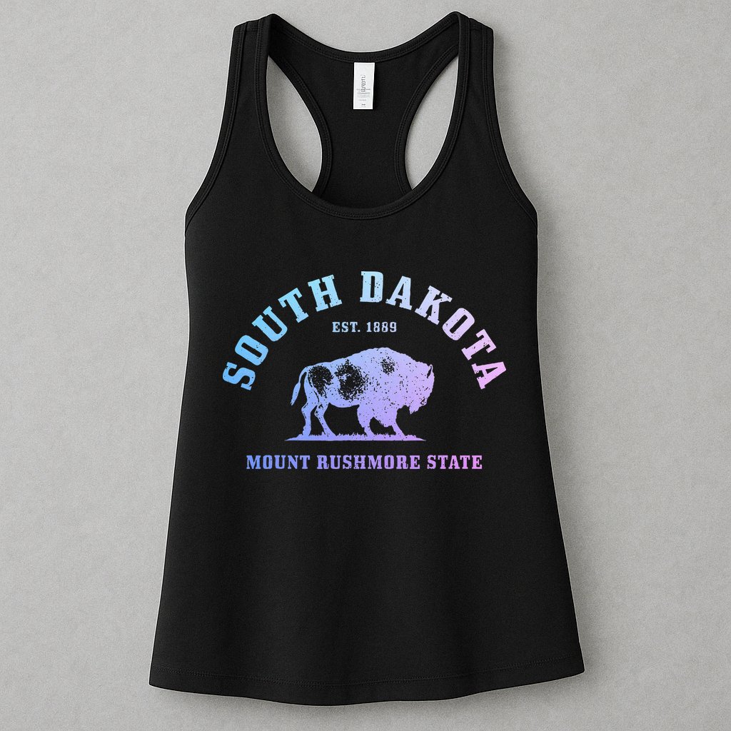 South Dakota Est. 1889 Mount Rushmore State Bison Vintage Womens Tank Top