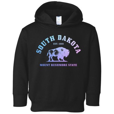 South Dakota Est. 1889 Mount Rushmore State Bison Vintage Toddler Hoodie