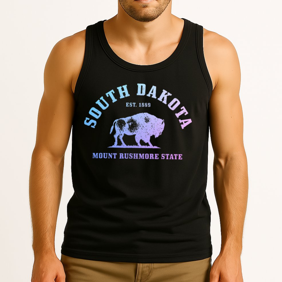 South Dakota Est. 1889 Mount Rushmore State Bison Vintage Tank Top