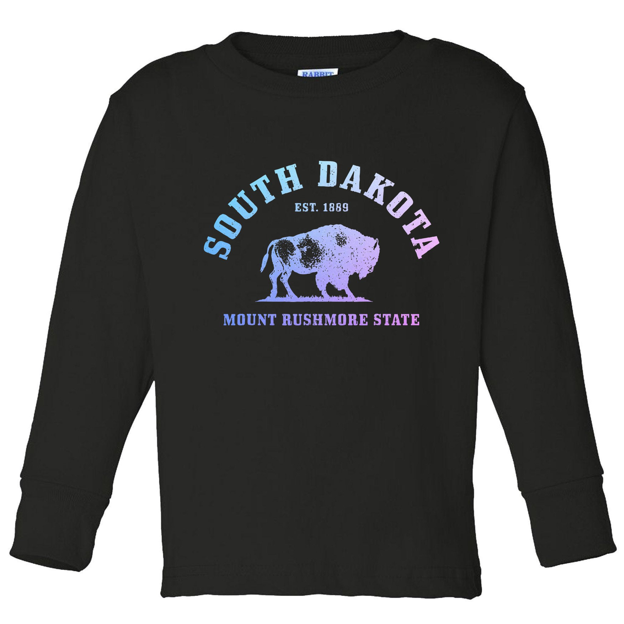 South Dakota Est. 1889 Mount Rushmore State Bison Vintage Toddler Long Sleeve Shirt
