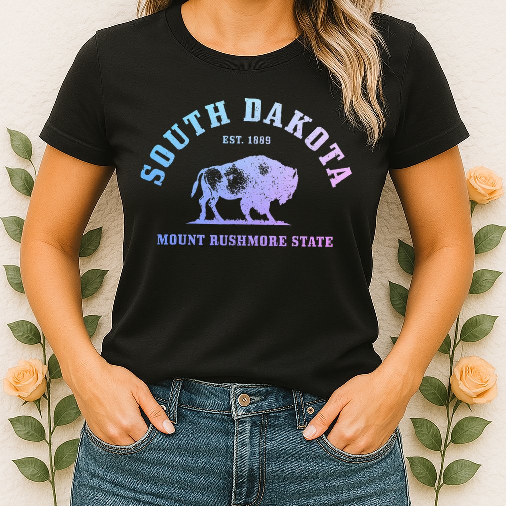 South Dakota Est. 1889 Mount Rushmore State Bison Vintage Womens T-Shirt