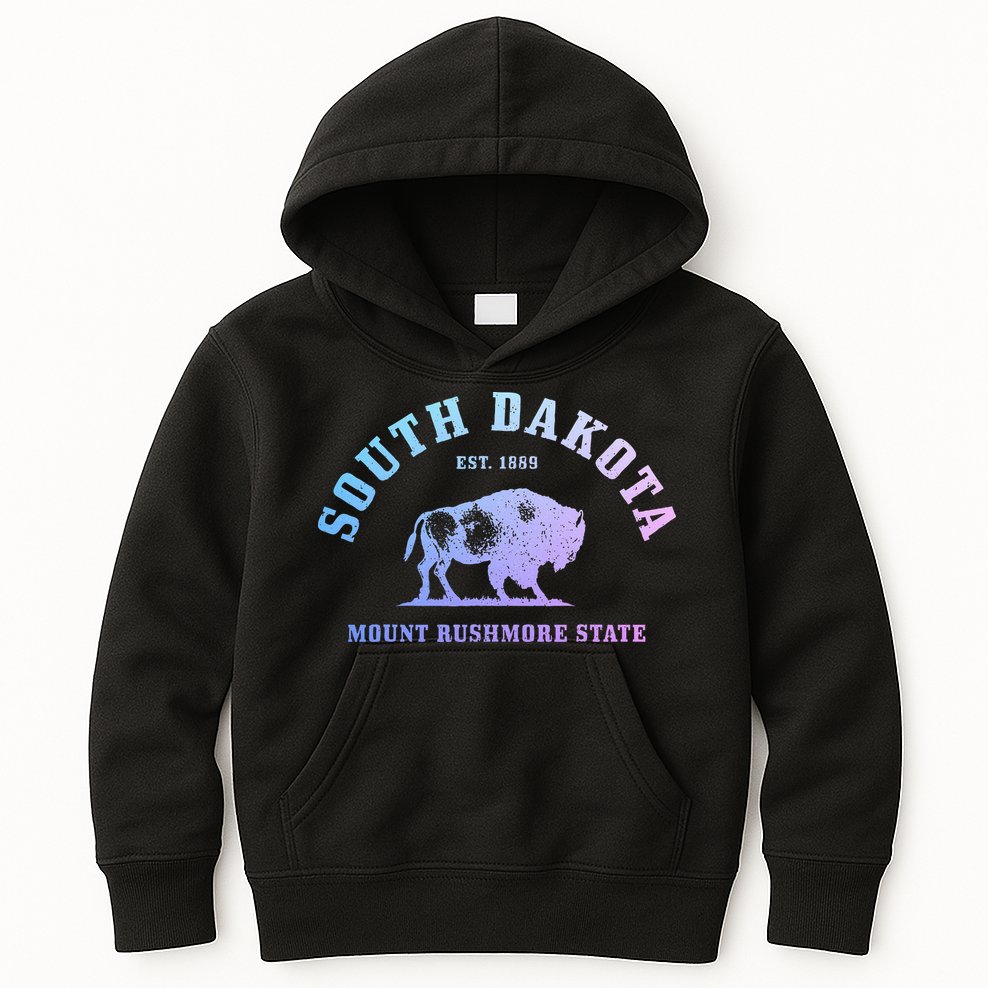 South Dakota Est. 1889 Mount Rushmore State Bison Vintage Kids Hoodie